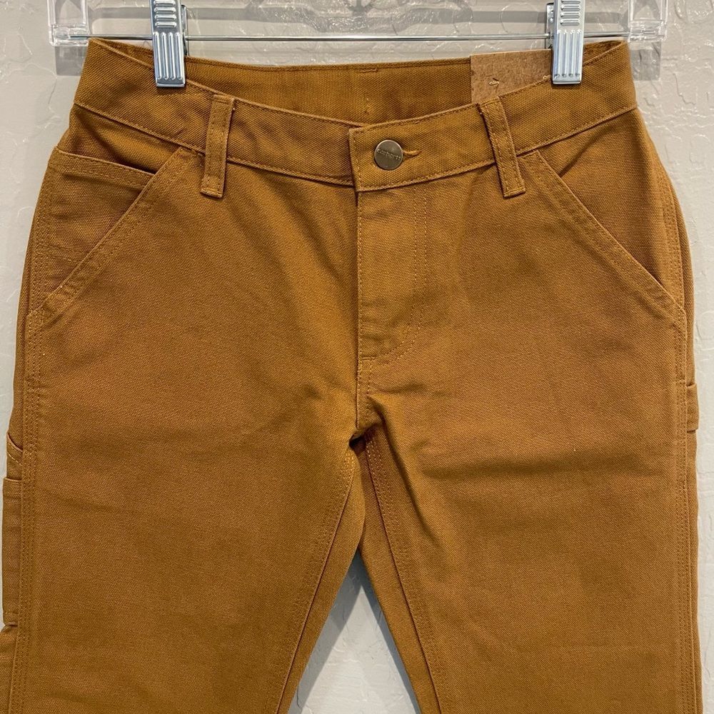 NEW Boys Carhartt Carpenter Canvas Original Fit Straight Leg Brown Pants - Picture 3 of 4